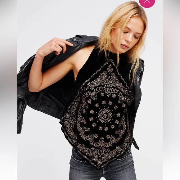 Free People Tops - Free People Velvet Bandana Bling Tank Top - Size Small